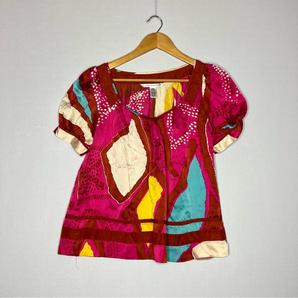 Diane Von Furstenberg Silk Blend Colorful Women’s Blouse Size 0 - Picture 1 of 7